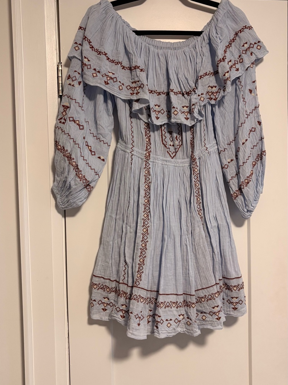 Little Moon Pale Blue Pleated Dress - S